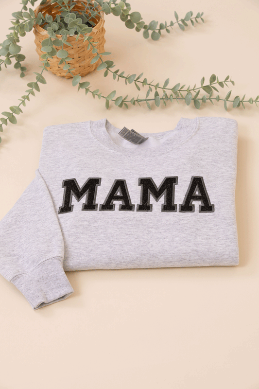 Mama Glitter Embroidered Crew