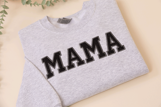 Mama Glitter Embroidered Crew
