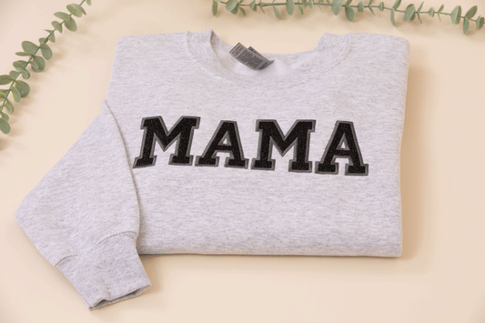 Mama Glitter Embroidered Crew