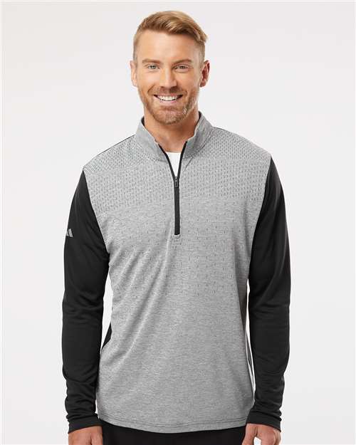 Heather Block Print Quarter-Zip Pullover