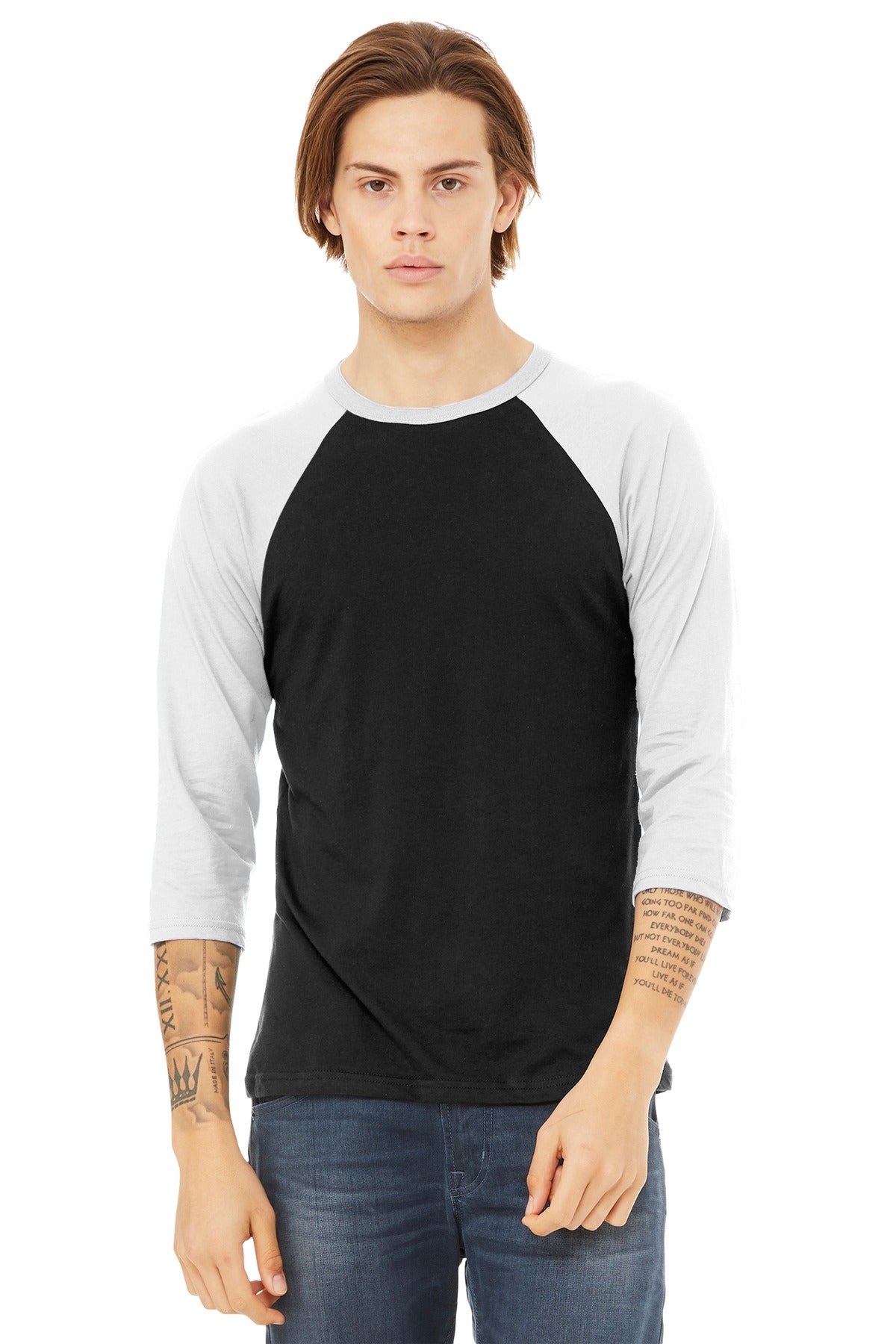 BELLA+CANVAS Unisex 3/4-Sleeve Baseball Tee