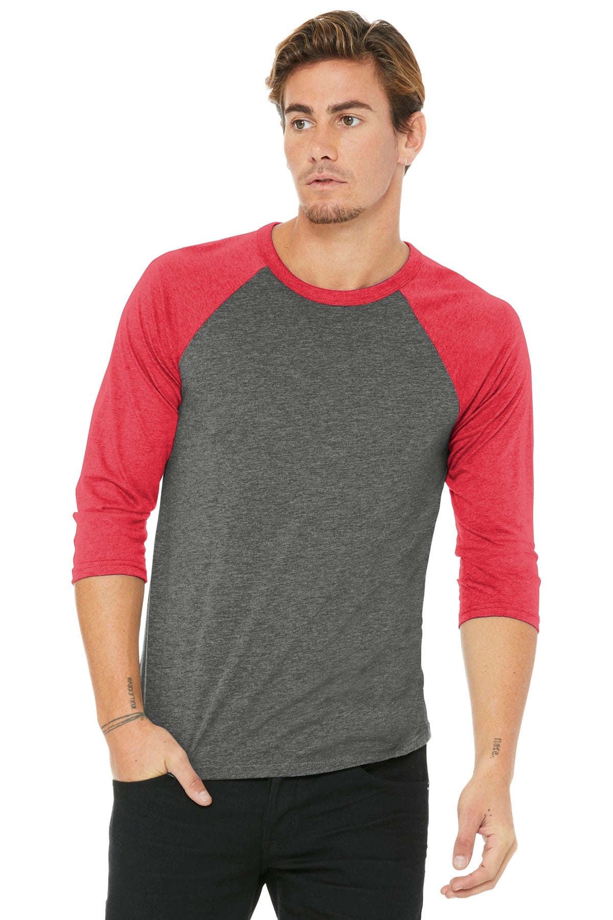 BELLA+CANVAS Unisex 3/4-Sleeve Baseball Tee