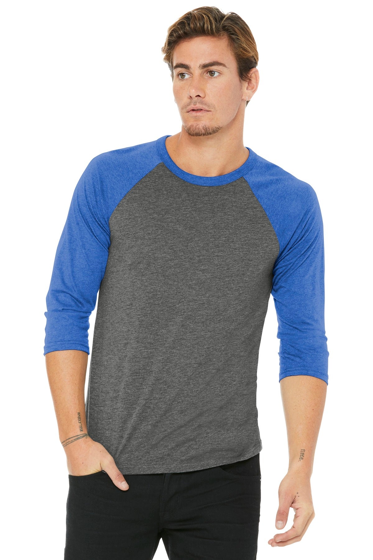 BELLA+CANVAS Unisex 3/4-Sleeve Baseball Tee
