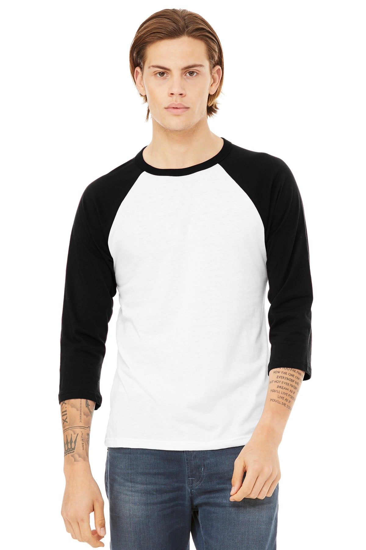 BELLA+CANVAS Unisex 3/4-Sleeve Baseball Tee