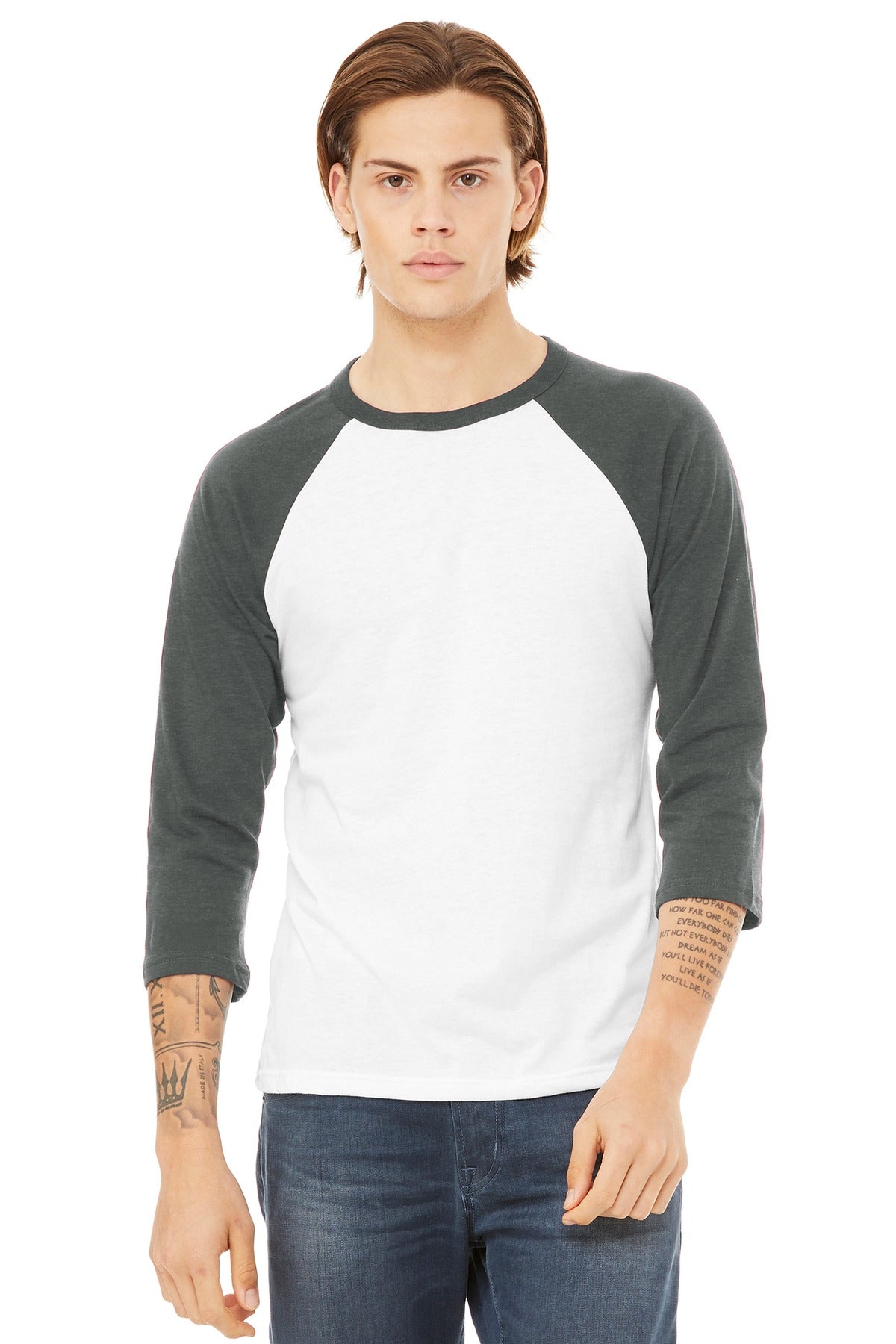 BELLA+CANVAS Unisex 3/4-Sleeve Baseball Tee