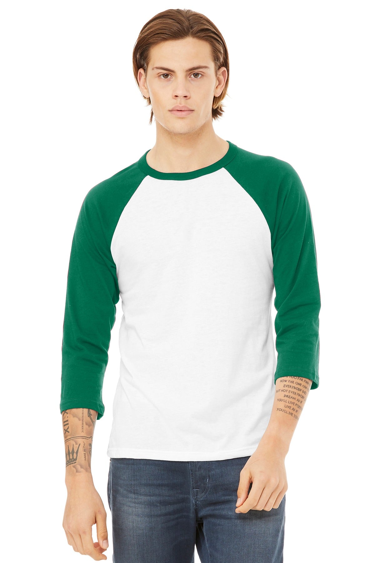 BELLA+CANVAS Unisex 3/4-Sleeve Baseball Tee