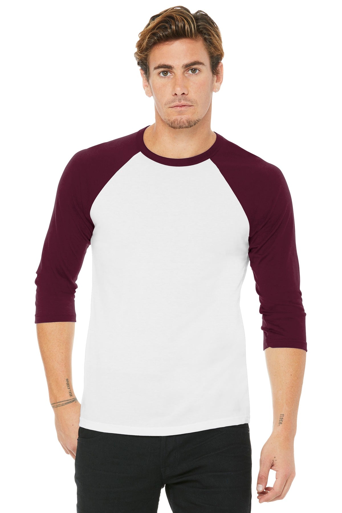 BELLA+CANVAS Unisex 3/4-Sleeve Baseball Tee