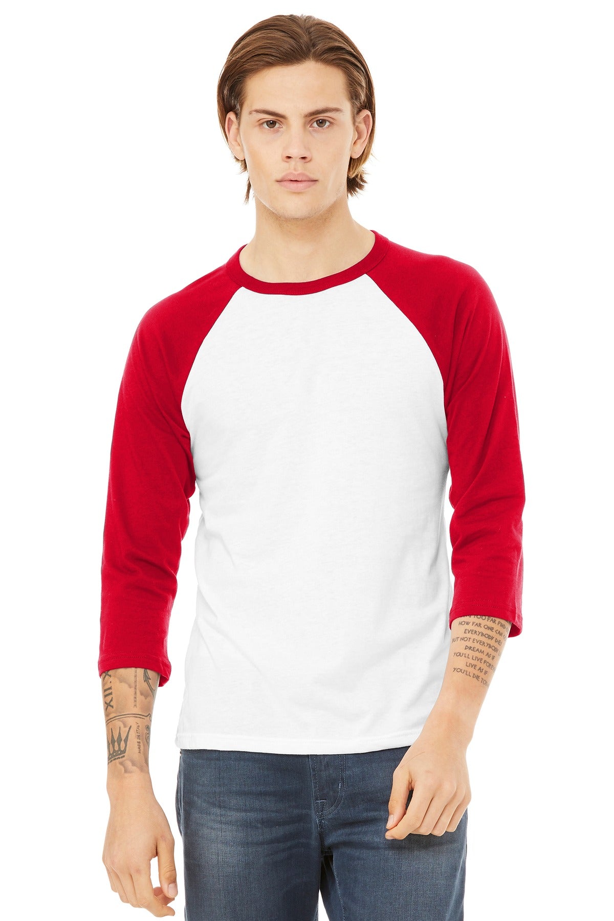 BELLA+CANVAS Unisex 3/4-Sleeve Baseball Tee