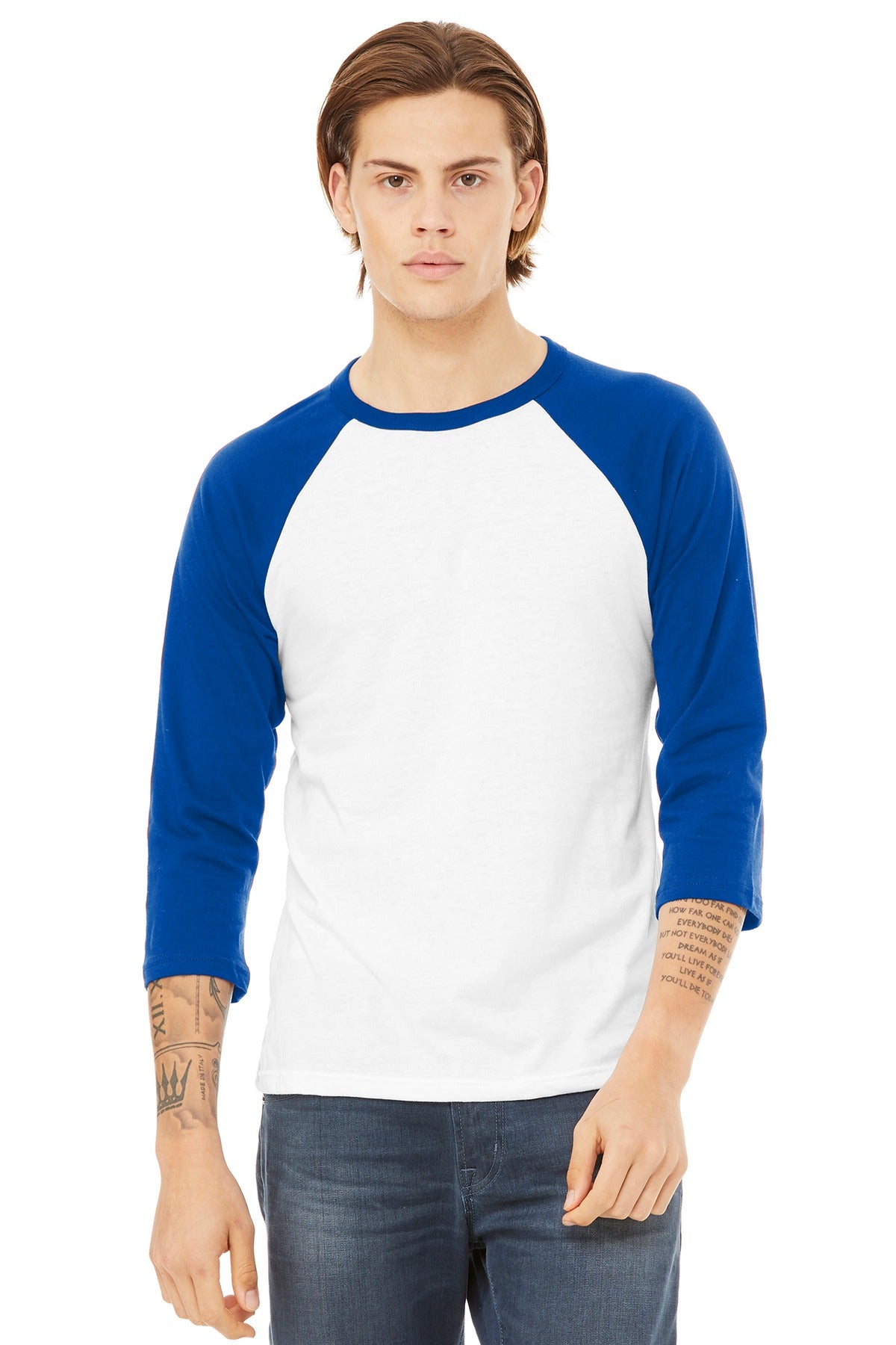 BELLA+CANVAS Unisex 3/4-Sleeve Baseball Tee