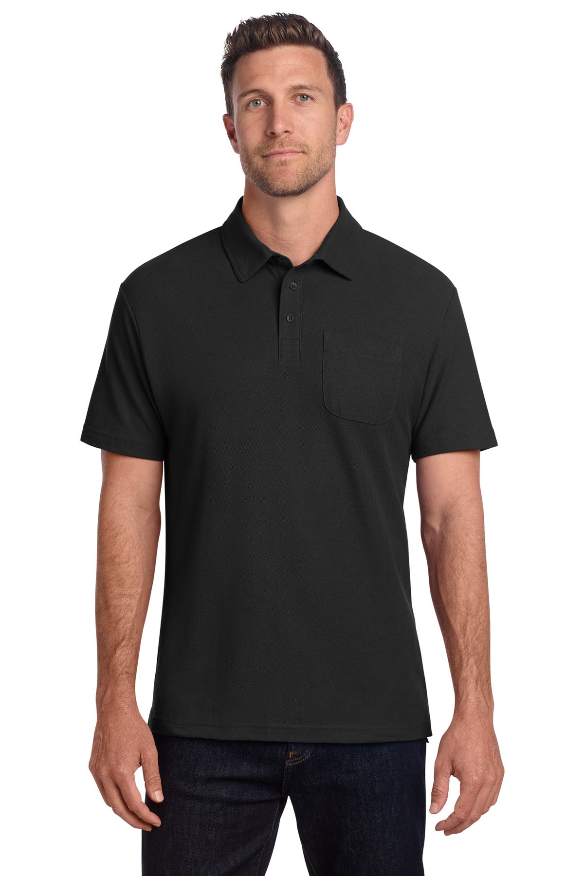 Port Authority C-FREE Cotton Blend Pique Pocket Polo