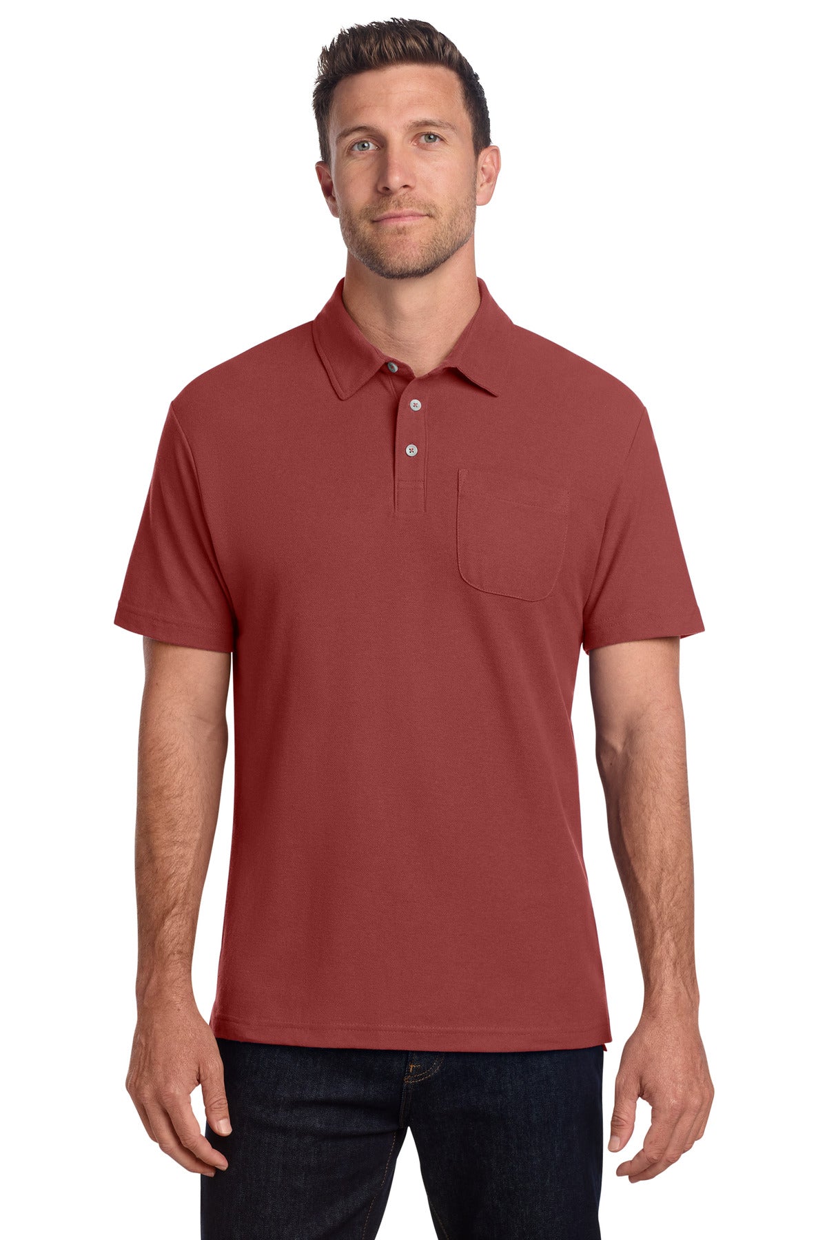 Port Authority C-FREE Cotton Blend Pique Pocket Polo