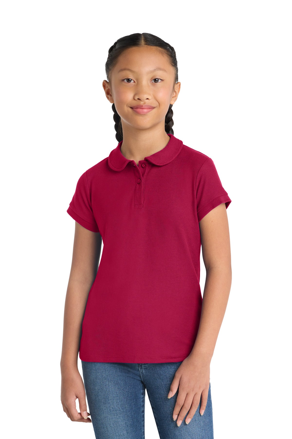 Port Authority Girls Silk Touch Peter Pan Collar Polo