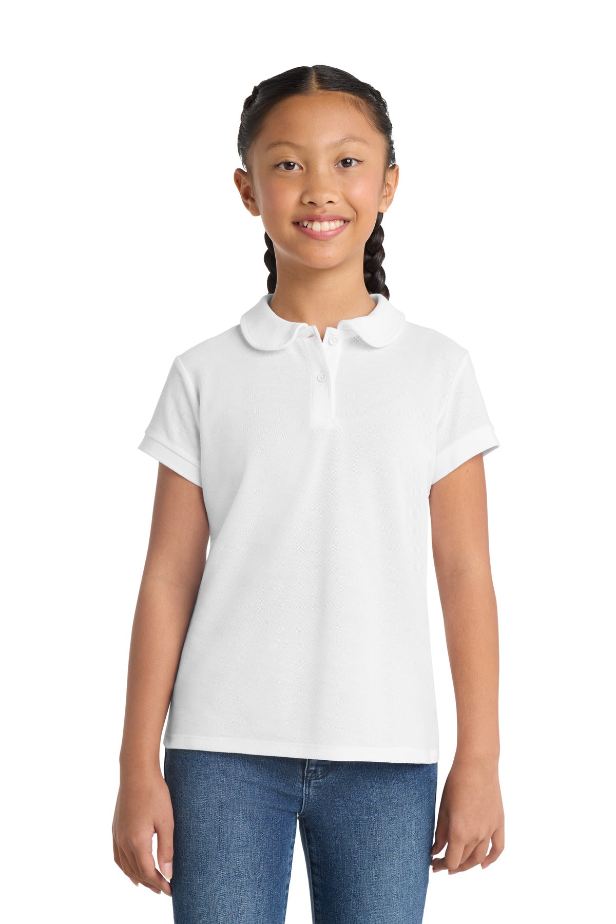 Port Authority Girls Silk Touch Peter Pan Collar Polo