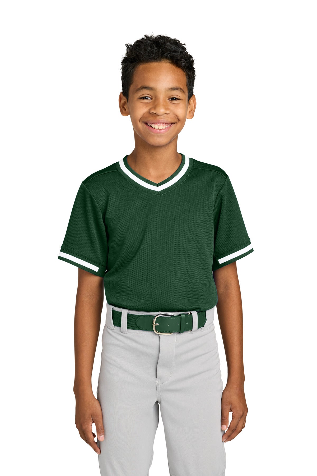Sport-Tek Youth Tough Mesh V-Neck Baseball Jersey