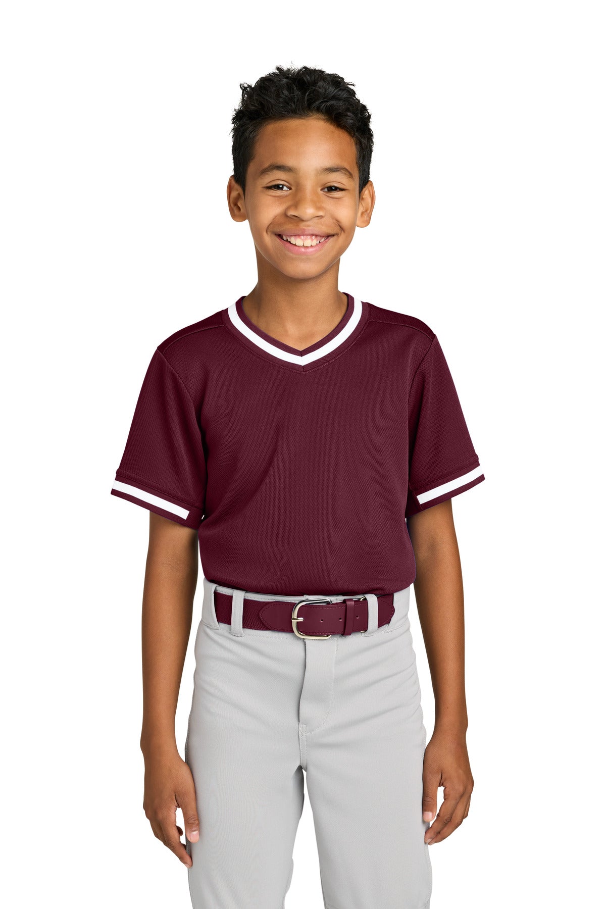 Sport-Tek Youth Tough Mesh V-Neck Baseball Jersey