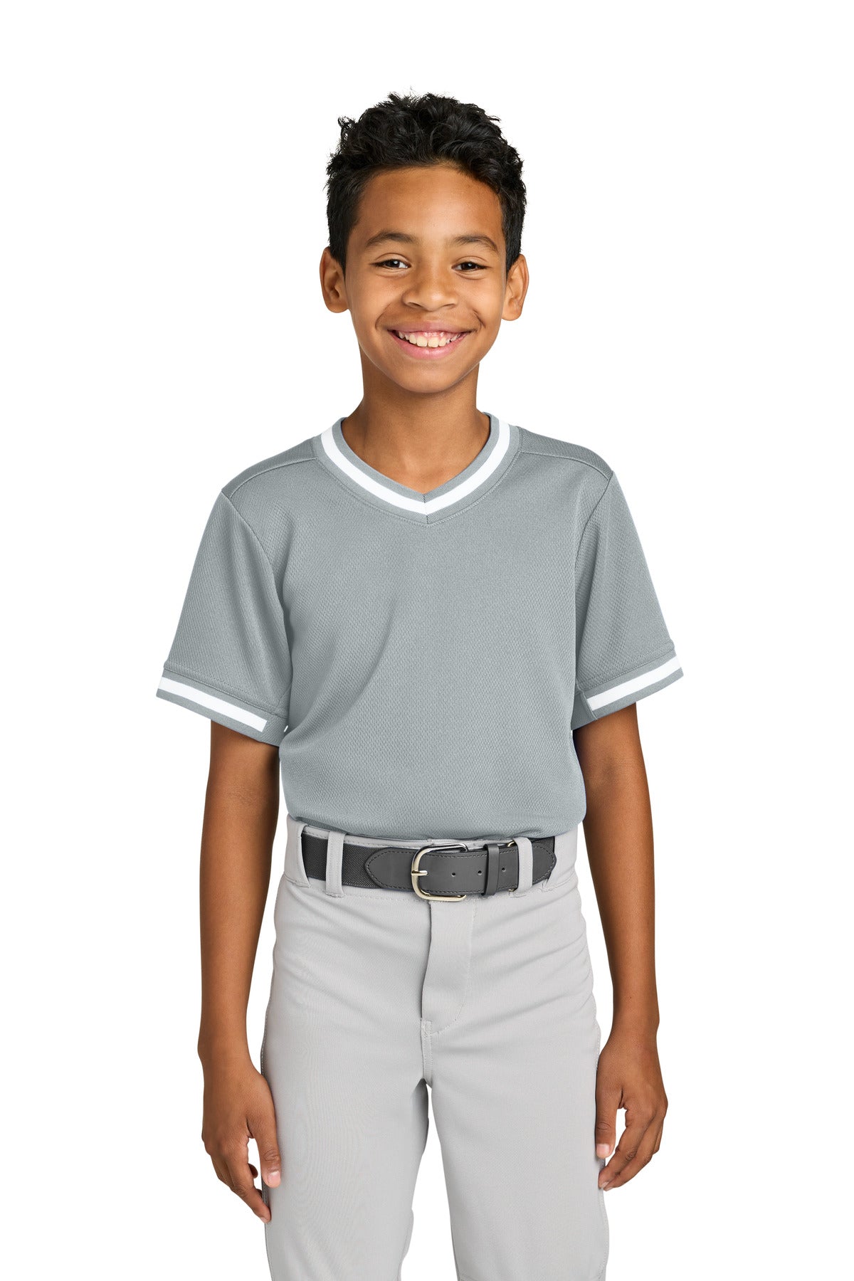 Sport-Tek Youth Tough Mesh V-Neck Baseball Jersey