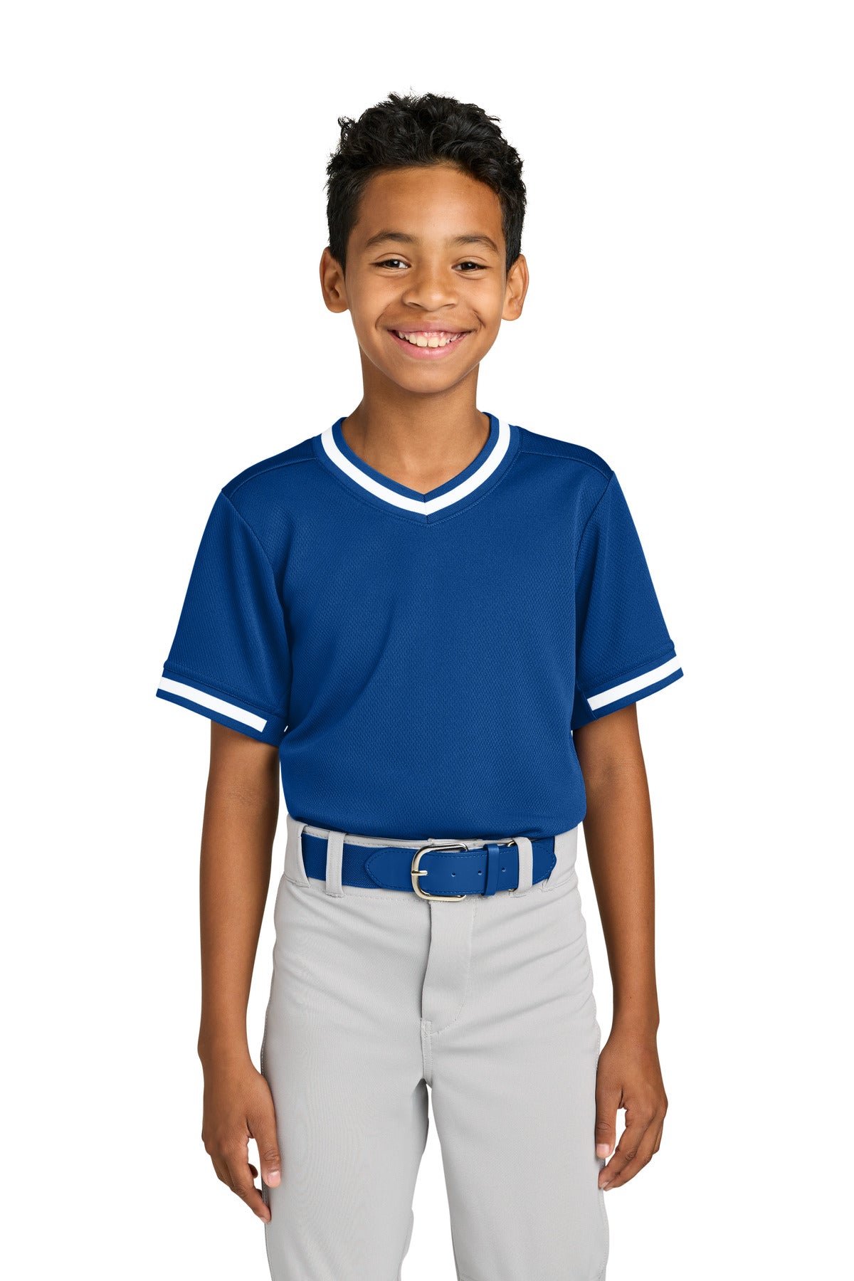 Sport-Tek Youth Tough Mesh V-Neck Baseball Jersey