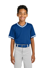 Sport-Tek Youth Tough Mesh V-Neck Baseball Jersey